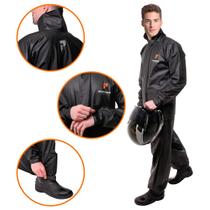 Capa De Chuva Moto Completa Conjunto Motoqueiro Motoboy com Gola Alta impermeável para Capacete + Ajustes de Punho Calça