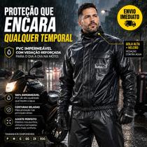 Capa de Chuva Moto PVC Impermeavel Conjunto Motoqueiro Piracapas P a 2X