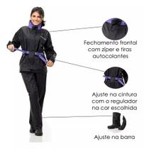 Capa De Chuva Motoqueira Feminina Nylon Pantaneiro Gola Lilaz