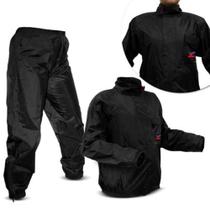 Capa de Chuva Motoqueiro Forrada Nylon Preto Impermeável Fita Refletiva - Piracapas