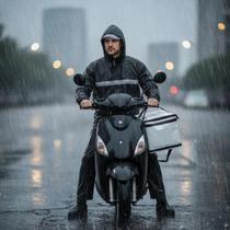 Capa De Chuva Motoqueiro Impermeável Reforçada Com Calça Preto Capa De Chuva Motoqueiro Impermeável Reforçada Com Calça Preto