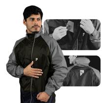 Capa De Chuva Motoqueiro Nylon Traveller Premium impermeável Gola Alta Capuz tiras autocolantes Bolso Interno Pala Ventilação Forro Cinto Regulador Motoboy
