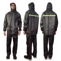 Capa De Chuva para Motoqueiros PVC Impermeável Preta com Capuz Touca Jaqueta Calça Moto Proteção Motoboy Motociclista - Novo Século