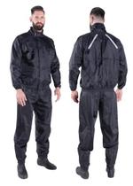 Capa de Chuva Piracapa Confort Masculina Preta Nylon Forrada