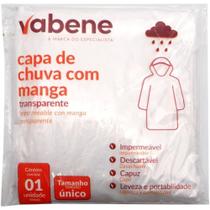Capa de Chuva Plástica Transparente 120X70CM - Descartável com Capuz