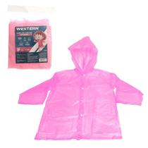 Capa De Chuva Plástica Western C/Capuz Crianca Rosa