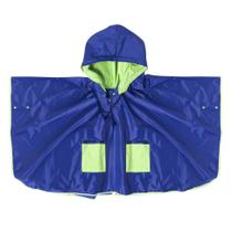 Capa De Chuva Poncho E Bolso Azul E Verde Tamanho 2