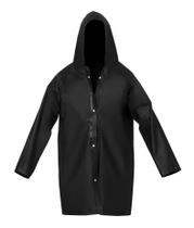 Capa de Chuva Preta PVC Pop com Forro Poliéster e Capuz
