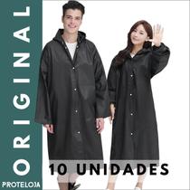 Capa De Chuva PVC Capuz Reforçada Impermeável Unisex Feminina e Masculina Reutilizável