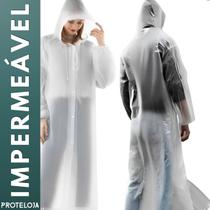 Capa De Chuva PVC Capuz Reforçada Impermeável Unisex Feminina e Masculina Reutilizável