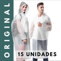 Capa De Chuva PVC Capuz Reforçada Impermeável Unisex Feminina e Masculina Reutilizável