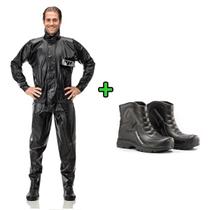 Capa De Chuva Pvc Com Gola E Bolso + Bota Pantaneiro Capa De Chuva Pvc Com Gola E Bolso + Bota Pantaneiro