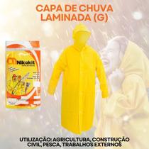 Capa De Chuva Reforçada Impermeável Laminada Polietileno Amarela (G)