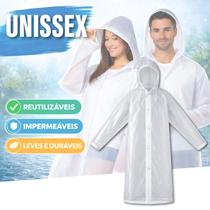 Capa De Chuva Reutilizável Durável Transparente Unissex Tamanho Grande Linha Premium