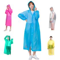 Capa De Chuva Transparente Impermeável Grossa Capuz Adulto