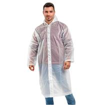 Capa de Chuva Transparente PVC Impermeável Com Capuz Reforçada Tamanho Único Resistente Unissex