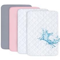 Capa de colchão Biloban Pack n Play Sheets, pacote com 4, impermeável Capa de colchão Biloban Pack n Play Sheets, pacote com 4, impermeável
