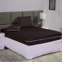 Capa de Colchão Casal 25cm + Fronha com Zíper Malha Lisa 3 Peças