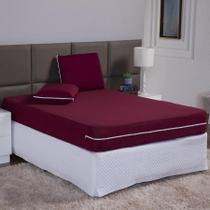 Capa De Colchão Casal 25Cm + Fronha Zíper Malha Lisa 3 Peças