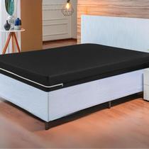 Capa de Colchão Casal com Zíper Malha Elástica Adapta Fácil e Resistente Preto