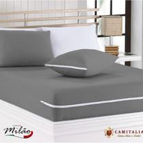 Capa de Colchão Casal Cor Cinza Camitalia Malha 100% Poliester 60g/m2 Linha Milão