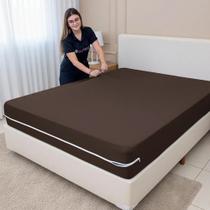Capa De Colchão Casal Queen Cama Box Malha Gel Com Tabaco