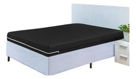 Capa De Colchão Com Zíper Malha Gel Solteiro Cor Preto