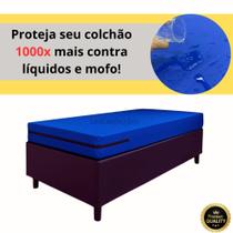Capa De Colchão Impermeável Solteiro com ziper cor azul