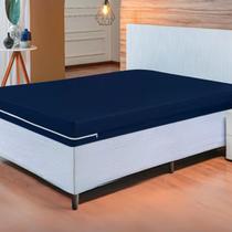 Capa de Colchão King com Zíper Malha Elástica Adapta Fácil e Resistente Marinho