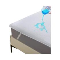 Capa De Colchão Leve E Impermeável Com Elásticos Cinza E Branco Em Tecido Atoalhado