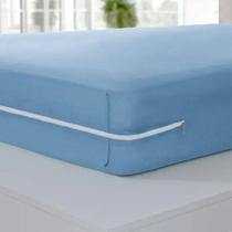 Capa de Colchão Malha Serena Casal Azul C/Ziper Bene Casa