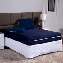 Capa de Colchão Queen 30cm + Fronha com Zíper Malha Lisa 3 Peças