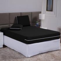 Capa de Colchão Solteiro 25cm + Fronha com Zíper Malha Lisa 2 Peças