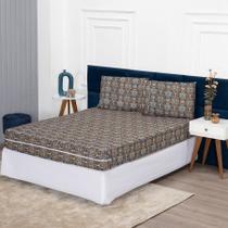 Capa de Colchão Solteiro 25cm + Fronha Protetor com Zíper Malha Estampada