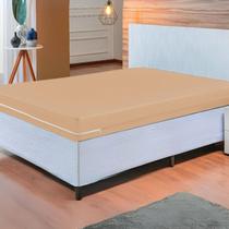 Capa de Colchão Solteiro com Zíper Malha Elástica Adapta Fácil e Resistente Bege