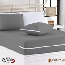 Capa de Colchão Solteiro Cor Cinza Camitalia Malha 100% Poliester 60g/m2 Linha Milão