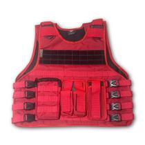 Capa De Colete Modular vermelha Bombeiro Civil Brigadista com acessorios Capa De Colete Modular vermelha Bombeiro Civil Brigadista com acessorios