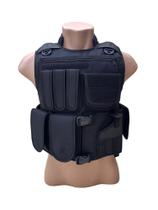 Capa de Colete Tático Segurança Militar Gola com 8 Bolsos Preto