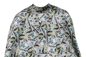 Capa de corte para barbearia cetim estampado Dólar Capa de corte para barbearia cetim estampado Dólar
