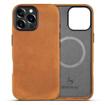 Capa de couro Belemay compatível com iPhone 16 Pro Tan Brown Capa de couro Belemay compatível com iPhone 16 Pro Tan Brown