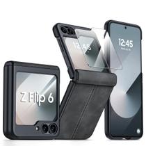 Capa de Couro BSNRM para Samsung Z Flip 6 - Com Dobradiça e Proteção de Tela Capa de Couro BSNRM para Samsung Z Flip 6 - Com Dobradiça e Proteção de Tela