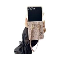 Capa De Couro Com Desenho Animado Para Samsung Galaxy Z Flip 7 FE 6 5 4 3 Com Alça De Pulso E