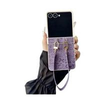 Capa De Couro Com Desenho Animado Para Samsung Galaxy Z Flip 7 FE 6 5 4 3 Com Alça De Pulso E Capa De Couro Com Desenho Animado Para Samsung Galaxy Z Flip 7 FE 6 5 4 3 Com Alça De Pulso E