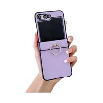 Capa De Couro Com Estampa De Lichia Para Samsung Galaxy Z Flip 7 6 5 4 3 Flip6 Flip5 Flip4 Flip7 5G