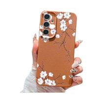 Capa De Couro Com Estampa Floral Para Samsung Galaxy S26 S25 S24 S23 S22 Ultra A57 A17 A37 A56 A55