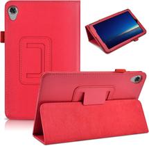 Capa de couro compatível com tablet Lenovo Tab M8 HD 8.0 polegadas versão 2019 (TB-8505F/8505X), capa protetora fina e leve de couro para visualização em vários ângulos com suporte Red