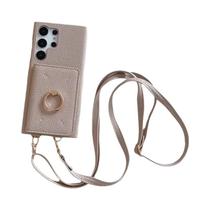 Capa de Couro Crossbody com Suporte para Cartão para Samsung Galaxy S25/S23 FE/S24 Ultra