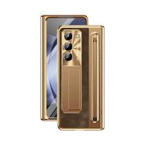 Capa De Couro De Luxo Para Samsung Galaxy Z Fold7 6 5 4 Com Suporte, Proteção Traseira Anti-queda