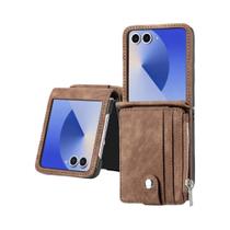 Capa De Couro Destacável Para Samsung Galaxy Z Flip 7 6 5 4 3 Com Porta-Cartões