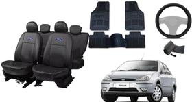 Capa de Couro Focus 98-10 + Tapete + Capa de Volante: Jogo Completo